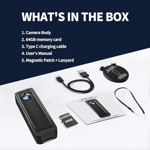 Mini Body Camera 64GB, 4K 30FPS Action Camera, Hands Free Sports Camera with Magnetic Back Clip, Wearable Body Cam POV Records Using for Traveling Cycling Vlogging 7