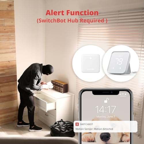 SwitchBot Smart Motion Door Sensor - Wireless Home Security System, PIR Motion Detector Alert, Add SwitchBot Hub to Make it Compatible with Alexa 7