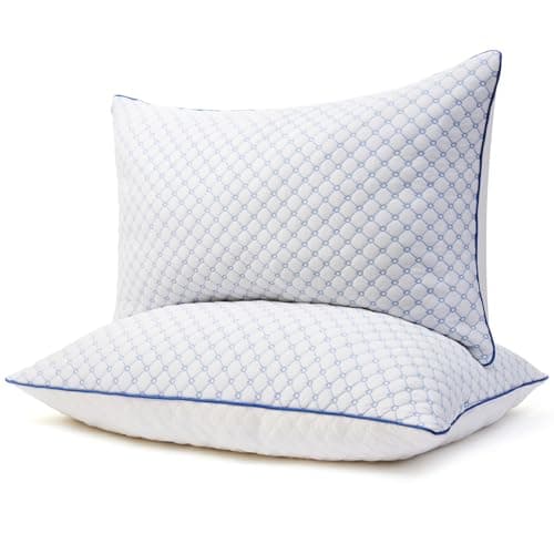 Yagamo Bed Pillows Queen Size Set of 2 for Sleeping, Soft and Supportive Bed Pillows with Memory Foam Filling for Side, Back and Stomach Sleepers, Neck Supportive-Standard Size, 2 Pack