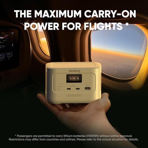 Jackery Explorer 100 Plus Portable Power Station,Random Color(Black or Dune White), 99Wh LiFePO4 Battery Solar Generator, 128W Carry-on Power for Flight, 100W Dual PD 3.0 Fast Charge (Renewed) 8