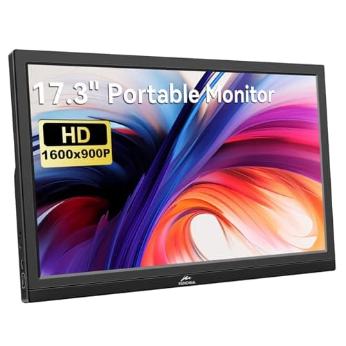 Kenowa 17.3" PC Monitor HD 1600 * 900P Portable Computer Monitor with Type-C/HDMI Port, Built in Kickstand&Speakers External Second Screen for Laptop,PC,PS4,Mac,Xbox