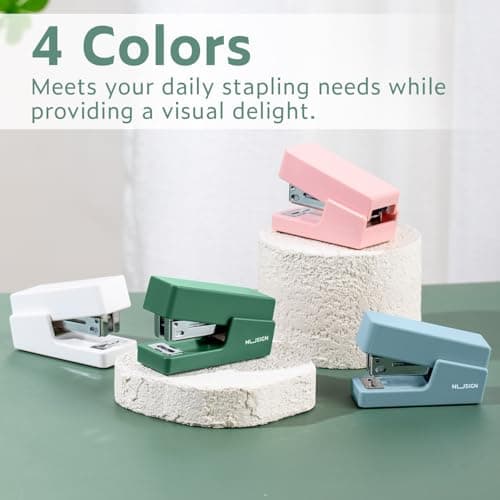 NUSIGN Mini Stapler with 830 Staples, Small Cute Desk Staplers, 25 Sheet Capacity, Green 6