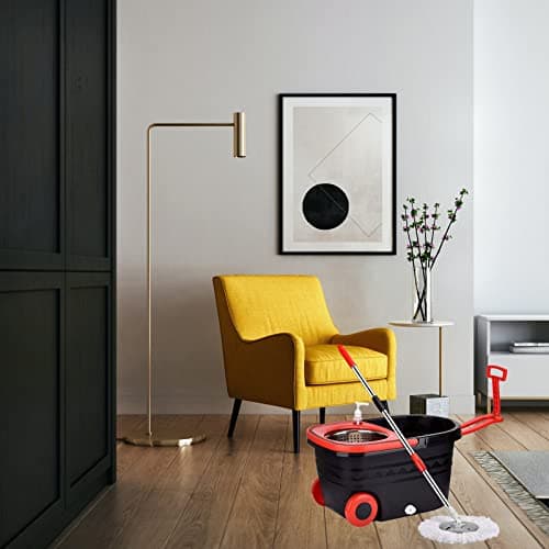 Mop and Bucket Set, 360° Spin Mop and Bucket with Wringer Set and 3 Microfiber Mop Refills, Stainless Steel 61'' Extended Handle Spinning Mop Bucket System for Floor Cleaning 7