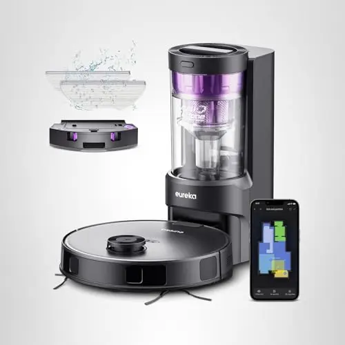 Eureka Robot Vacuum with Bagless Self Emptying Station, 2 in 1 Robotic Vacuum and Mop Combo, 60-Day Capacity, 4000Pa Suction, Auto Lifting Mop, LiDAR Navigation,NER E10s 9