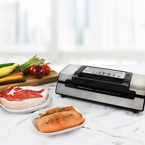 Nesco Deluxe Food VS-12 Vacuum Sealer, 130 Watts, Kit Bags & Viewing Lid, Compact, Silver 5