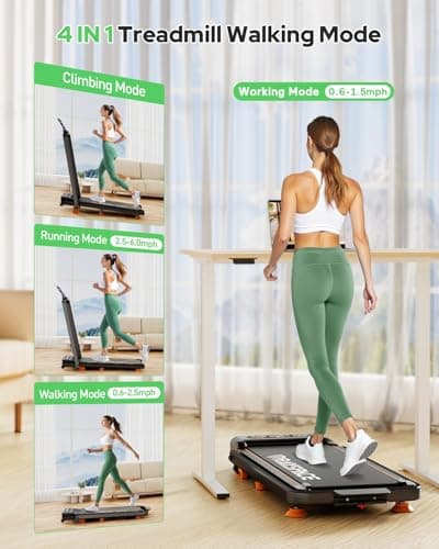Walking Pad Treadmill with Incline, Upgraded 3.5HP Walking Pad with Handle Bar, 350Lbs Foldable Portable Treadmills for Home Office, 4 in 1 Under Desk Treadmill with Remote Control & APP, LED Display 5