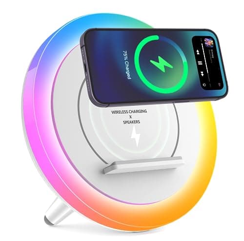 SIDVAR Bluetooth Speaker Night Lightsr,Wireless Charging Modern Speaker,Best Teenage Birthday Gift Ideas Tween Girls Gifts（10W Wireless Charging）