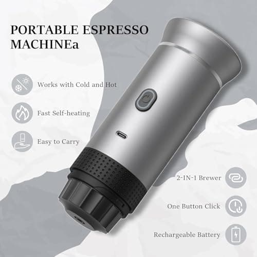 Zcyge Portable Coffee Maker Espresso Machine, Mini Travel Camping Coffee Makers, Battery Portable Espresso Self-Heating Car Coffee Maker With Ground Coffee & NS Capsule 5