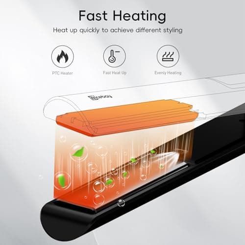 Nicebay Hair Straightener and Curler Fast Heating Titanium Iron with 5 Temp Settings and Negative Ion Technology, Travel-Friendly 7