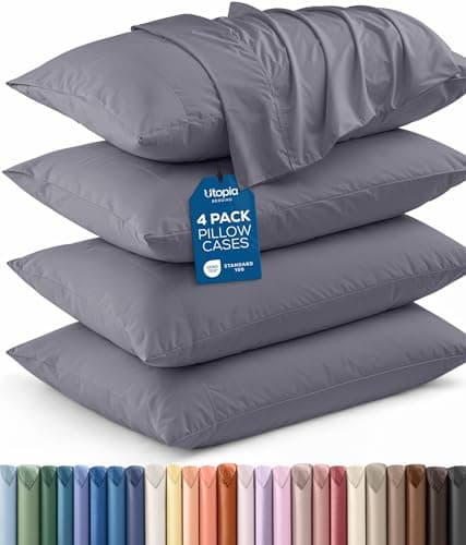 Utopia Bedding Queen Pillow Cases - 4 Pack - Envelope Closure - Soft Brushed Microfiber Fabric - Shrinkage and Fade Resistant Pillow Covers Queen Size 20 X 30 Inches (Queen, Grey)
