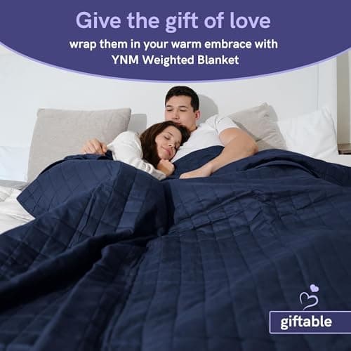 YnM Exclusive Weighted Blanket, Soothing Cotton, Smallest Compartments with Glass Beads, Bed Blanket for One Person of 140lbs, Ideal for Twin/Full Bed (48x72 Inches, 15 Pounds, Navy) 7