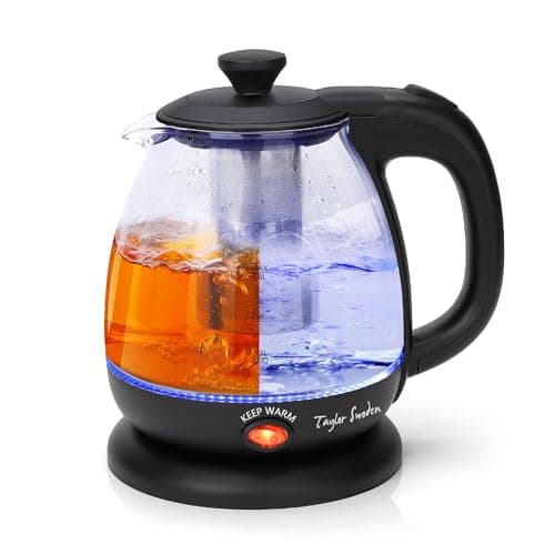 Taylor Swoden Electric Kettle with Tea Infuser, 1L Small Electric Tea Kettle with Keep Warm, LED Light Hot Water Boiler & Heater for Coffee & Teas, Auto Shut-Off & Boil Dry Protection, BPA Free, Black