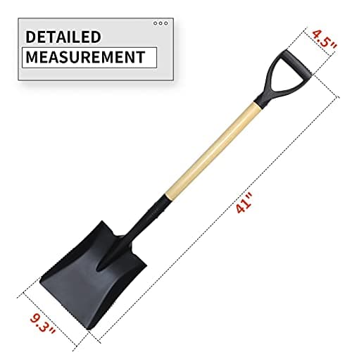 Square Shovel, Shovels for Digging with D-Handle, Overall 41-Inch Long Garden Shovel, Transfer Shovel, Snow Shovel for Car, Garden Tools 7