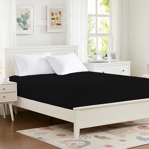 Hotella 100% Microfiber 60"x80" Queen Size Fitted Sheet Only, Hotel Quality Deep Pocket Bottom Sheet, Up to 14 inch Bedding Matress Protector, Machine Washable and Non-Fade, Stay in Place,Black