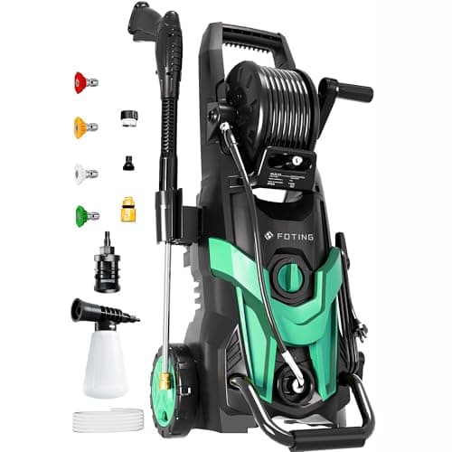 2025 FOTING Electric Pressure Power Washer 4500 PSI 3.2 GPM Total 58FT with 4 Quick Connect Nozzles, Inlet Hose & Filter, Foam Cannon for Cars/Fences/Driveways/Patios/Home Cleaning