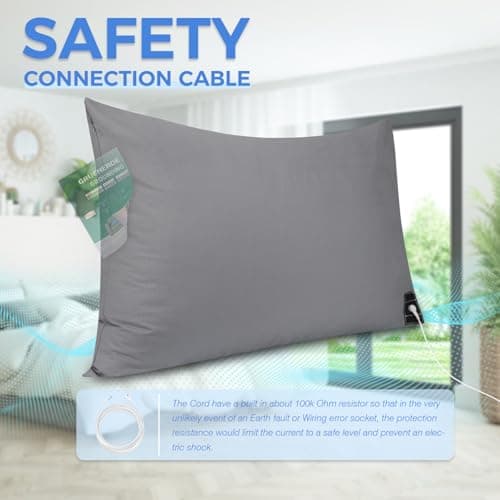 Grounding Pillowcase King with 10% Silver Fiber Conductive Grounding Pillow Case 20x36in Silver Fiber Improve Sleep Anxiety Relief Gray 1pc 9