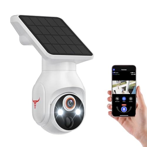 MeshSear 1080P Solar Security Cameras Wireless Outdoor, 360° View Pan/Tilt, Color Night Vision, Easy to Install, Real-Time Alerts, 2-Way Audio, Cloud Storage (Sold Separately), 2.4Ghz Wi-Fi Only