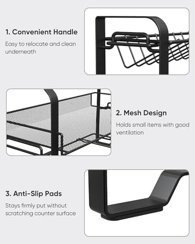 ULG Spice Rack Organizer for Countertop, 4 Tier Seasoning Organizer with Drawer, Spice Rack for Countertop, Cabinet, Spice Organizer for Pantry, Kitchen, Black 5