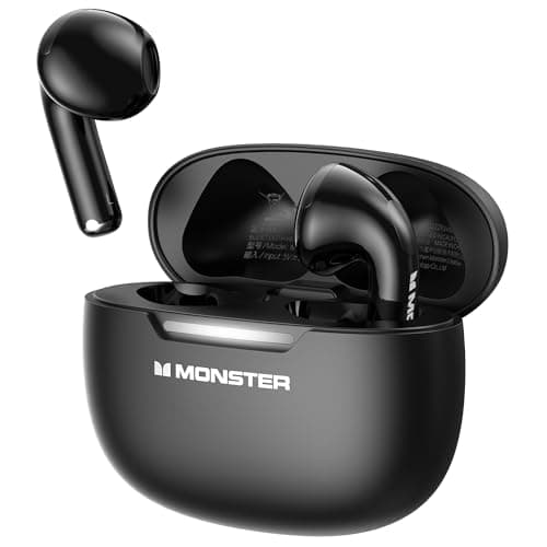 Monster N-Lite 208 Wireless Earbuds Bluetooth 5.4 Built-in Mic, Wireless Earbuds Touch Control, Bluetooth Headphones with 30H Playtime