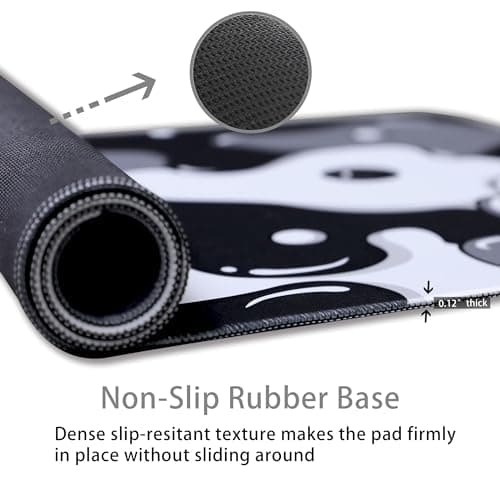 MEWOOCUE® Gaming Mouse Pad for Desk,Large Cute Black White Mousepad Laptop,Japanese Grey Anime Mouse Mat,Long XXL Waterproof Keyboard Pads,Big Non-Slip Mouse Pads for Game Office Home（31.5 x 15.7 in） 8