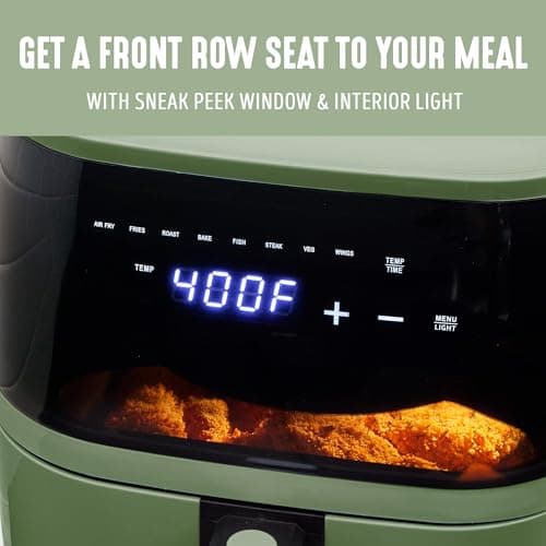 GreenLife Compact Electric Air Fryer Oven, 5.3 QT, PFAS-Free Ceramic Nonstick Drawer, 8 One Touch Digital Display, Easy View Window, Auto Shut-Off Timer, Dishwasher Safe Parts, 1500 Watts, Sage 7