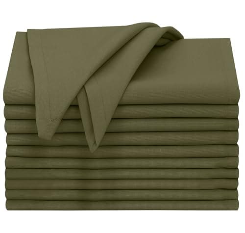 Ruvanti Cloth Napkins Set of 12, 18x18 Inches, 100% Cotton, Washable, Soft & Absorbent, Perfect for Wedding, Christmas, ‎Thanksgiving Dinners - Capulet Olive 9