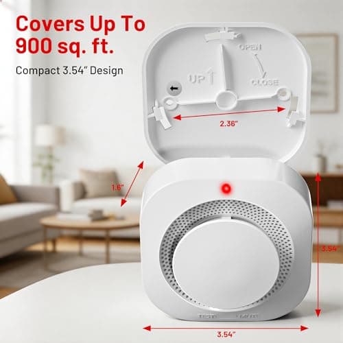 Hilmon Smoke Alarm Fire Detector,Battery Operated Photoelectric Smoke Detector with Test Button and Low Battery Warning, Fire Alarms Smoke Detectors for Home, 6 Pack 6