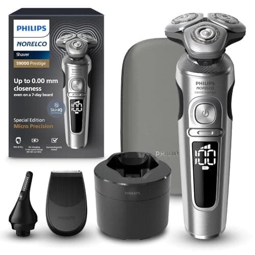 Philips Norelco Shaver Series 9000 Prestige Special Edition, Wet & Dry Electric Shaver, Lift/Cut & SenseIQ Technology, Nose & Precision Trimmer, Cleaning Pod & Premium Case, SP9842/85