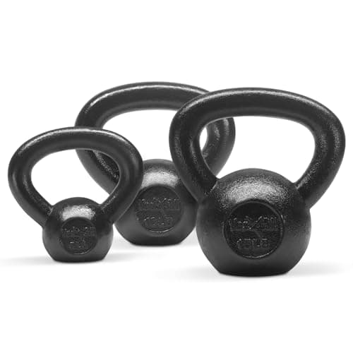 Yes4All Kettlebell Sets - 5, 10 & 25 LB Cast Iron Strength Training Kettlebells, Wide Handles & Flat Bottom for Push Ups, Swings, Squats & Full Body Workout at Home or Gym