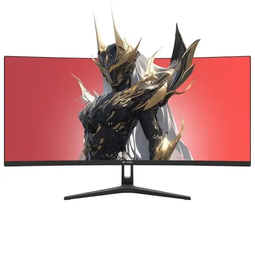 CRUA 34" Curved Gaming Monitor, WQHD 3440x1440, 144Hz/165Hz Computer Monitors, 1500R VA Screen, 120% sRGB, AMD FreeSync, HDMI 2.0 & DP 1.4, Wall Mountable Installs- Black 2