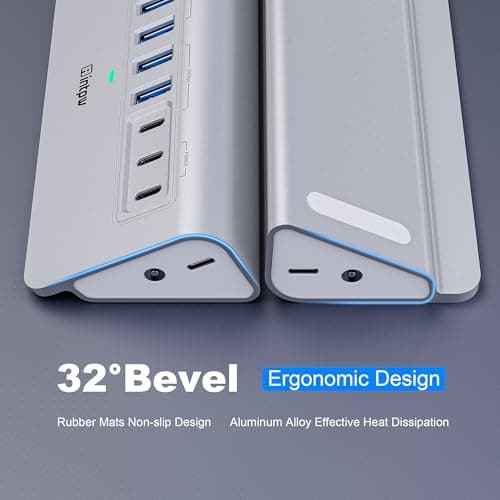 Powered USB Hub 10Gbps, intpw 9-Port USB 3.2 Hub, USB C Hub with USB A/USB C 3.2, 4 USB 3.0, 2 PD 45W Charging Ports, 65W Power Adapter and 3.3FT Cable, Aluminum USB Hub for Laptop, iPhone 17/16/15，PC 5