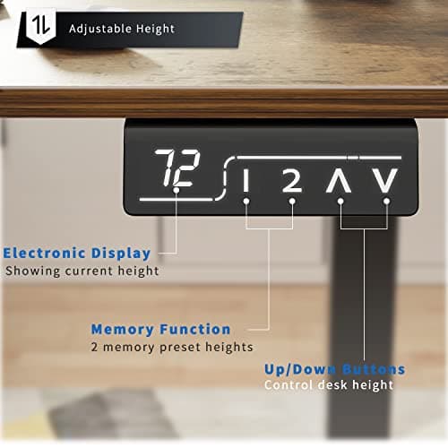 YESHOMY Height Adjustable Electric Standing Desk, 55 inch Computer Table, Home Office Workstation, Black Leg/Rustic Brown Top 5