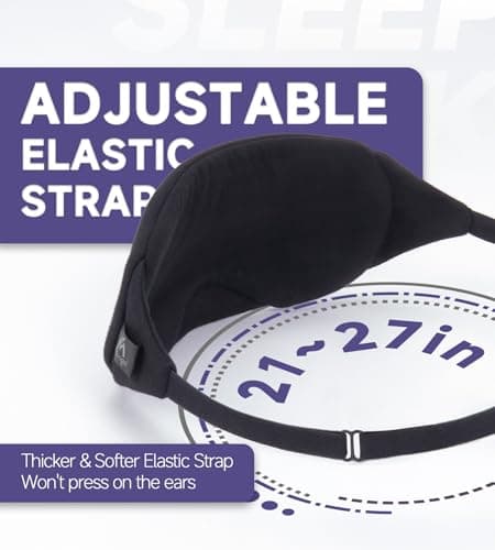 Mavogel Cotton Sleep Eye Mask - Updated Design Light Blocking with Adjustable Nose Bridge, Soft and Comfortable Night Eye Mask for Men Women, Eye Blinder for Shift Work, Includes Travel Pouch, Black 7