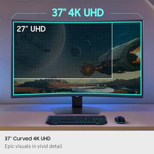 Samsung 37” Odyssey G7 (G75F) 4K UHD Resolution, 165Hz, Curved Gaming Monitor, 1ms Response Time (GtG), VESA DisplayHDR™ 600, AMD FreeSync™ Premium Pro, LS37FG75DENXZA, 2025 5