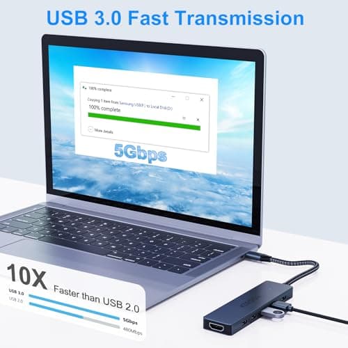 9IN1 USB C Hub Multiport Adapter for MacBook Pro Air: KIROSA USB C to 4K HDMI Hub Dongle with 100W PD USB3.0 - Portable USBC Hub Compatible with Laptops and Other Type C Devices 5