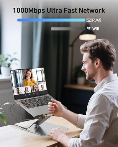 BENFEI Laptop Stand with USB C 6in1 Docking Station, HDMI 4K@60Hz,Gigabit Ethernet, 100W Power Delivery, 10Gbps 1*USB C 3.2 and 2*USB A 3.2 Compatible with MacBook Pro/Air, iPad Pro, XPS, Thinkpad 6