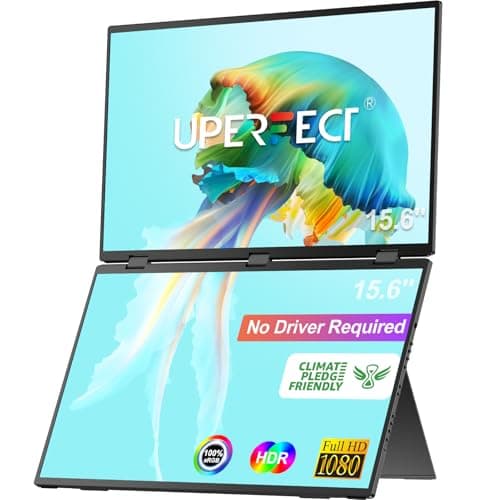UPERFECT Delta 15.6" Dual Portable Monitor for Laptop Screen Extender 1080P HDR 360° Folding Stacked Triple Monitor with Stand for Laptop PC Phone Game Console (No Driver Needed)