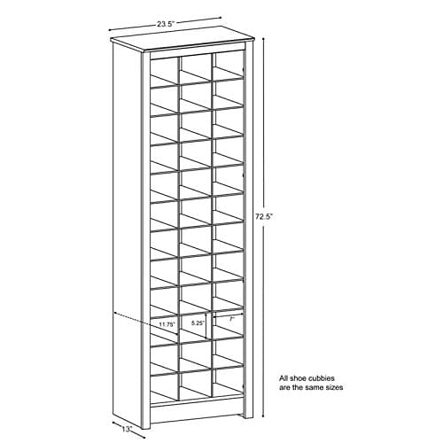 Prepac Gray Tall Storage Cabinet, Shoe Cabinet, Entryway Furniture with 36 Shoe Cubbies 13"D x 23.5" W x 72.5" H 6