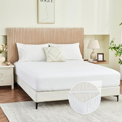 Yuurom Queen Fitted Sheet Only, Corner Straps Ultra Soft Brushed Microfiber Hotel Quality Bottom Sheet, Deep Pocket Fits 8-14 inches Mattresses, Luxury Durable Sheets for Queen Size Bed, White