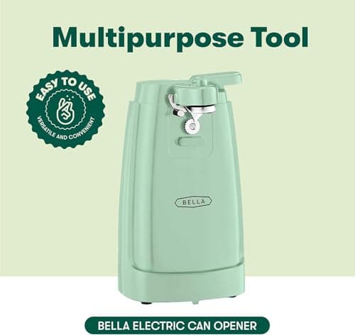 bella Electric Can Opener and Knife Sharpener, Removable Cutting Lever, Cord Storage, Stainless Steel Blade, Sage 5