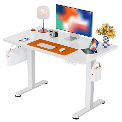 ErGear Height Adjustable Electric Standing Desk, 44 x 24 Inches Sit Stand up Desk, Memory Computer Home Office Desk, White