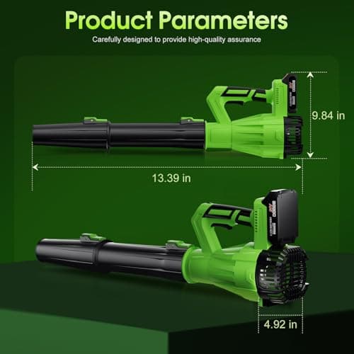 Cordless Leaf Blower 21V, 6-Speed High Power Electric Blower with 6.0Ah Battery, Lightweight Design, 2 Batteries & Fast Charger for Lawn, Patio, Dust and Leaves（Black Green） 8