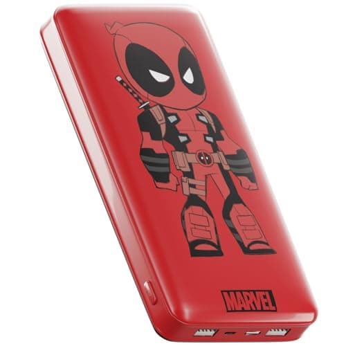 Marvel Deadpool 10,000Mah Power Bank- Universally Compatible Portable Phone Charger Battery Pack w/USB Charging Port - Deadpool Gifts for Men, Woman, Teens and All Fans of Marvel Gifts