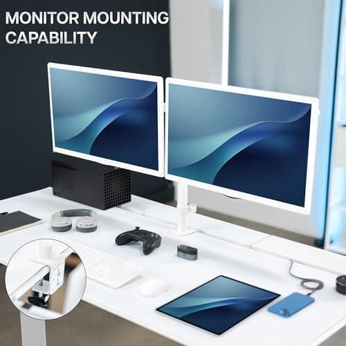 VIVO Electric 60 x 30 inch Standing Desk with Concealed Trays and Full-Size Mouse Pad, Dual Motor Memory Controller Height Adjustment, White Top White Frame, DESK-KIT-E2W-P3W 8