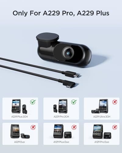 VIOFO RE200 Rear Camera A229 Pro /A229 Plus 2K 1440P Rear Camera, 6M(19.7ft) Rear Cable Included 6