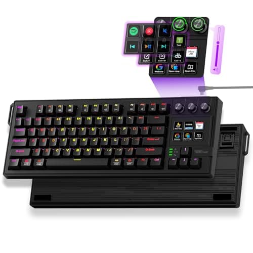 VSDINSIDE K1 Pro Macro Keyboard, Wired Only Full-Key Programmable On-Board Keypad, Custom Gaming Streaming Mechanical Keyboards with Screen & Knob, Gasket, RGB Backlit, Hot Swappable Shortcut Pad
