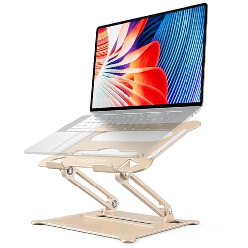 Urmust Laptop Notebook Stand Holder Adjustable Laptop Stand Portable Computer Riser Compatible with MacBook Air Pro HP Dell XPS Lenovo All Laptops 10-15.6"(Light Gold)