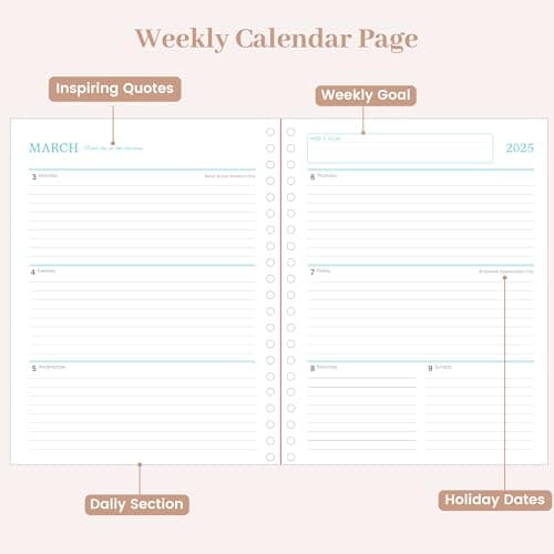 Yoment 2025 Planner - Large Hardcover Weekly & Monthly 8.5"x11" Planner for Women & Men, Dec 2024 - Dec 2025, 13 Months Academic Calendar with Tabs, Pink 5
