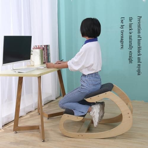Kneeling Chair Rocking Ergonomic- for Home Office Desk Posture Kneel Chair and Wood Knee Stool 7