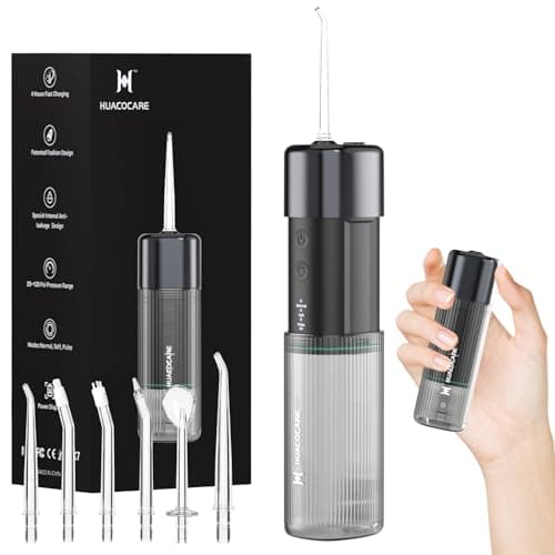 HUACO CARE Portable Mini Water Flosser, Oral Irrigator Water Teeth Cleaner Pick with Telescopic Water Tank,3 Modes & IPX7 Waterproof, Home & Travel